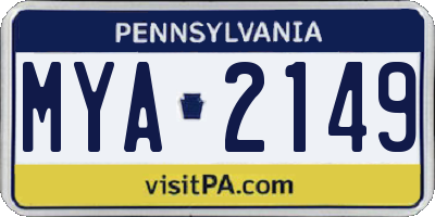 PA license plate MYA2149