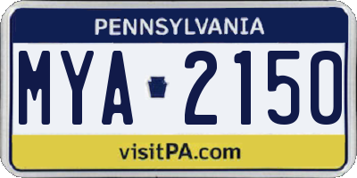 PA license plate MYA2150