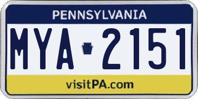 PA license plate MYA2151