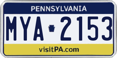 PA license plate MYA2153