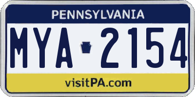 PA license plate MYA2154