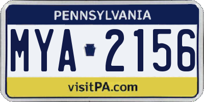 PA license plate MYA2156