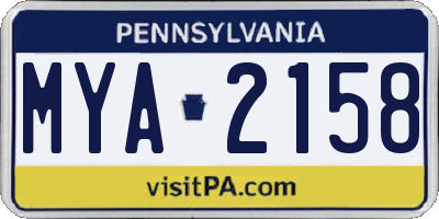 PA license plate MYA2158