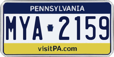 PA license plate MYA2159