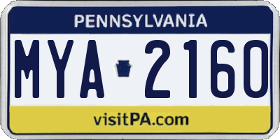 PA license plate MYA2160