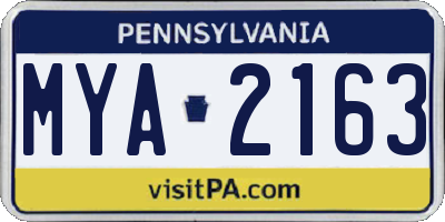PA license plate MYA2163