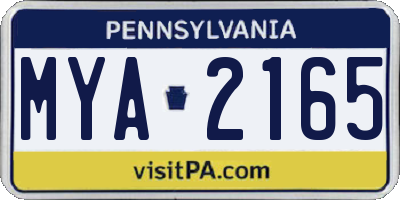 PA license plate MYA2165