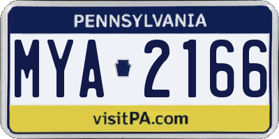 PA license plate MYA2166
