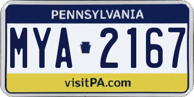 PA license plate MYA2167