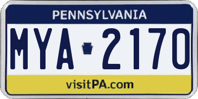 PA license plate MYA2170