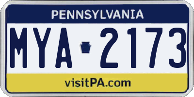 PA license plate MYA2173