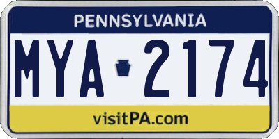 PA license plate MYA2174