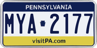 PA license plate MYA2177