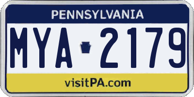 PA license plate MYA2179