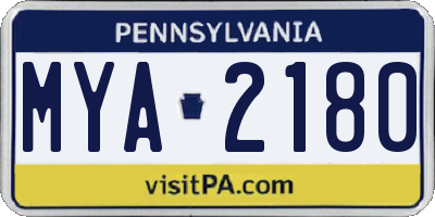 PA license plate MYA2180