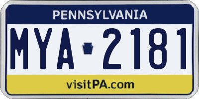 PA license plate MYA2181