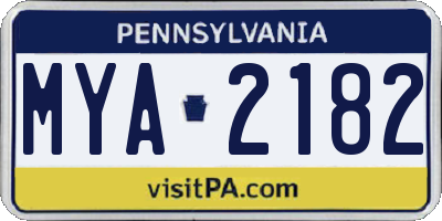 PA license plate MYA2182
