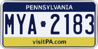 PA license plate MYA2183