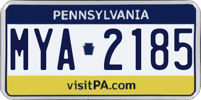 PA license plate MYA2185