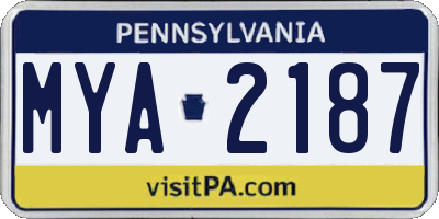 PA license plate MYA2187