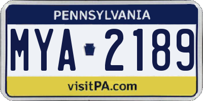 PA license plate MYA2189