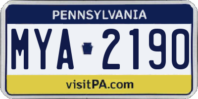 PA license plate MYA2190