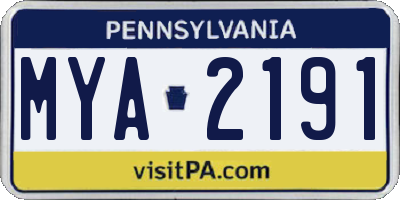 PA license plate MYA2191