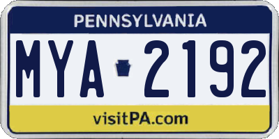 PA license plate MYA2192
