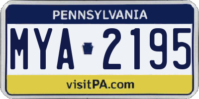 PA license plate MYA2195