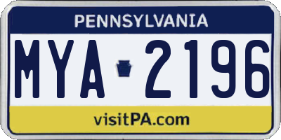PA license plate MYA2196