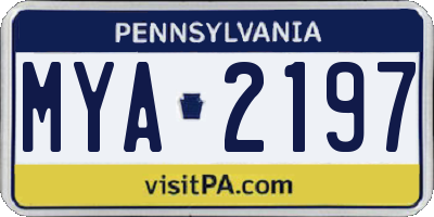 PA license plate MYA2197