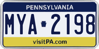 PA license plate MYA2198