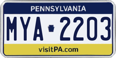 PA license plate MYA2203