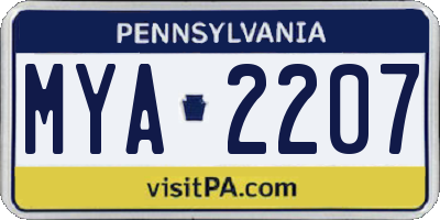 PA license plate MYA2207