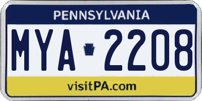PA license plate MYA2208