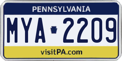 PA license plate MYA2209