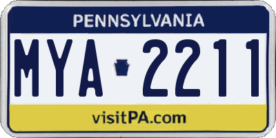 PA license plate MYA2211