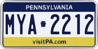 PA license plate MYA2212