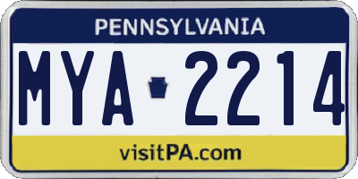 PA license plate MYA2214
