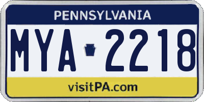 PA license plate MYA2218