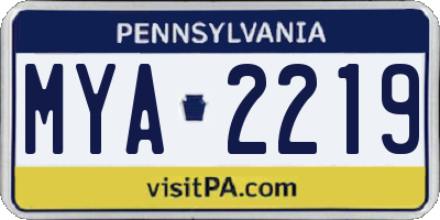 PA license plate MYA2219