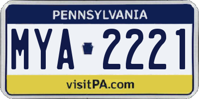PA license plate MYA2221