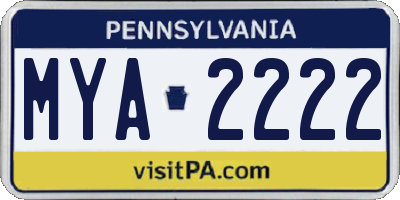 PA license plate MYA2222