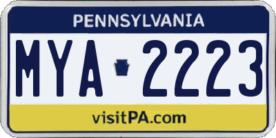 PA license plate MYA2223