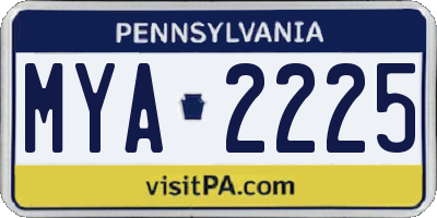 PA license plate MYA2225