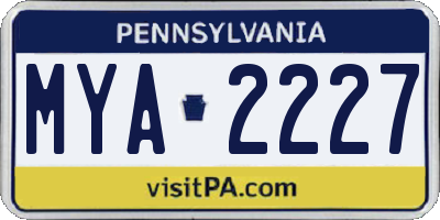 PA license plate MYA2227