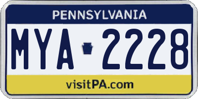 PA license plate MYA2228