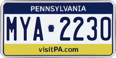 PA license plate MYA2230