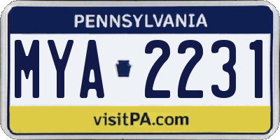 PA license plate MYA2231