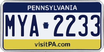PA license plate MYA2233